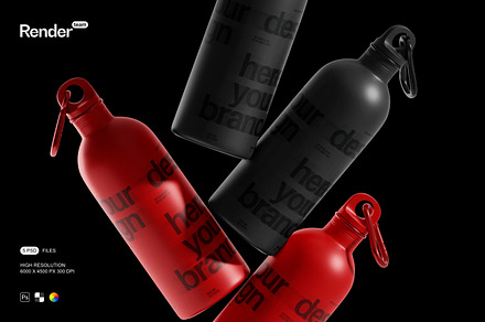 Sport Water Bottle Mockup Set, a Packaging Mockup by Renderteam