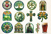 Stained Glass St Patrick's Clipart, an Illustration by Dream Creation (Thumbnail 3 of 4)