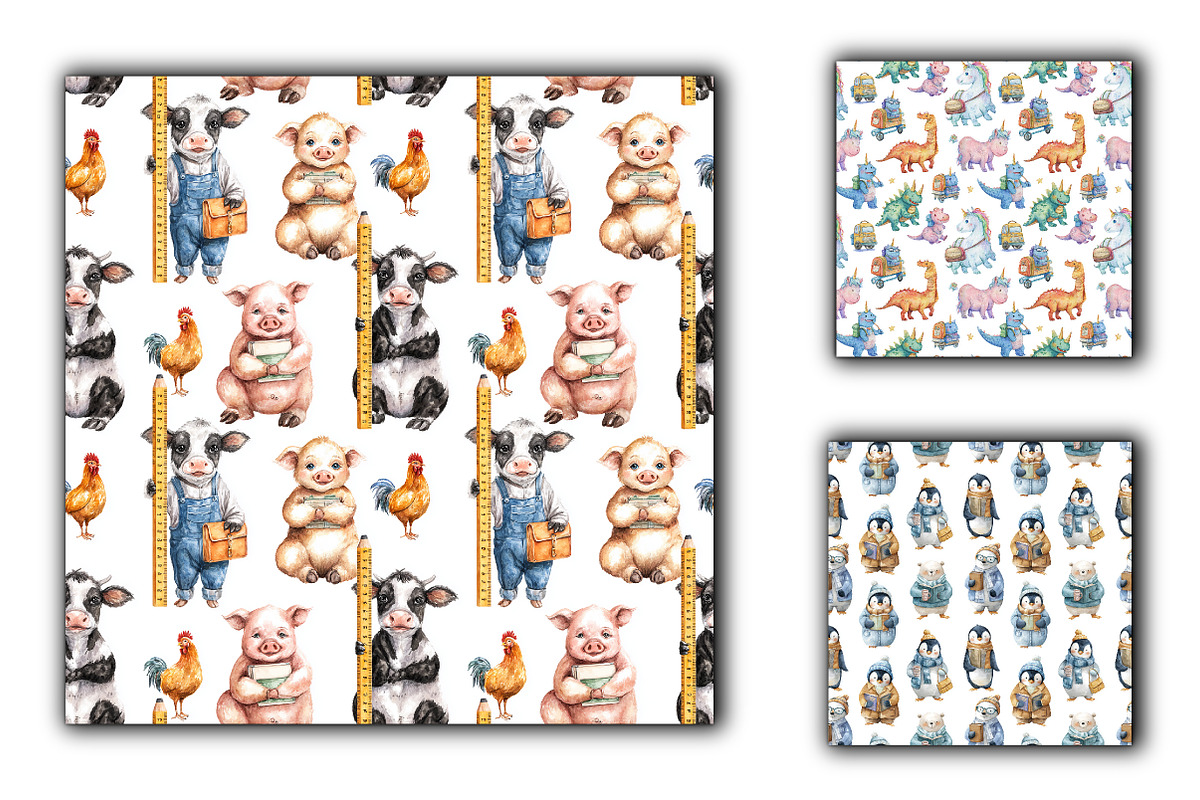 Back To School Animals  Pattern Png, an Illustration by RobertsArt (Photo 3 of 3)