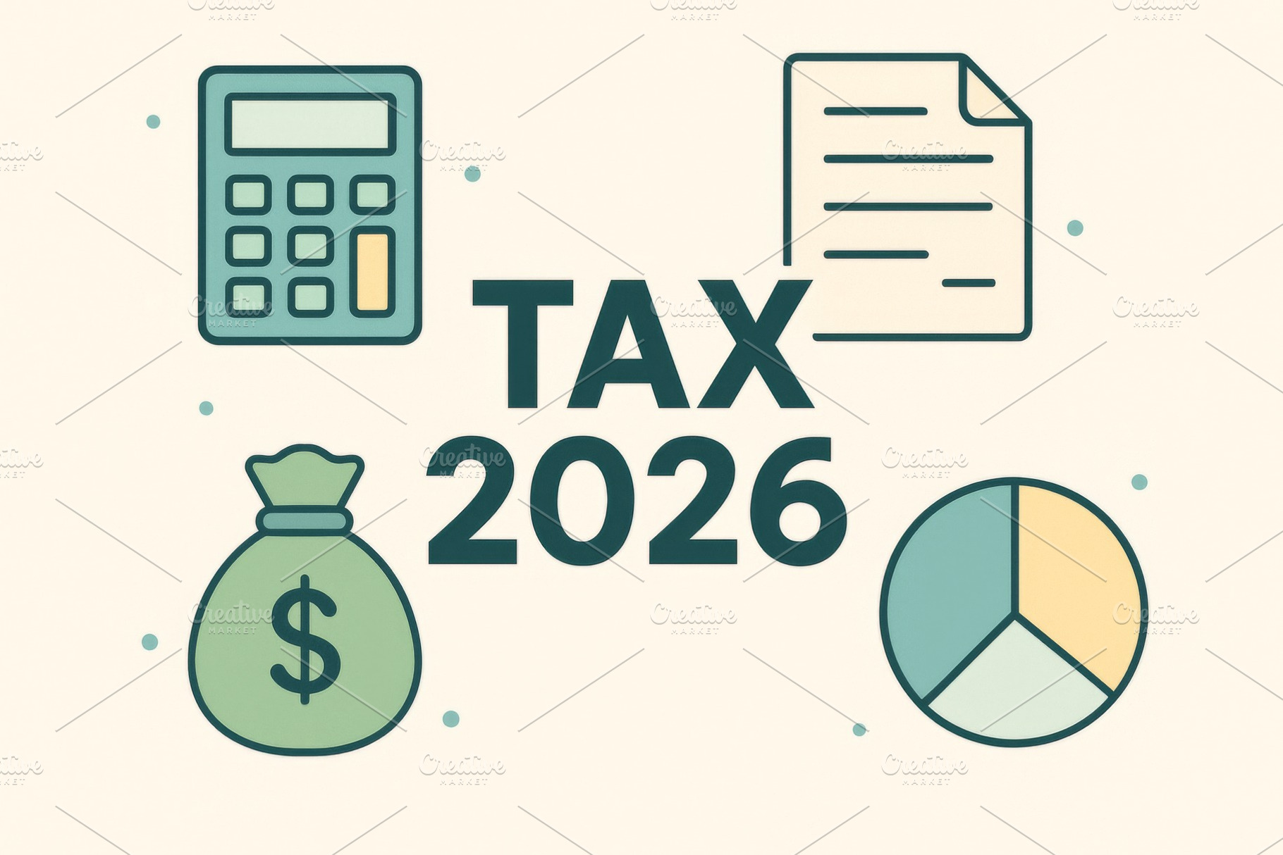 Tax 2026 concept with calculator, mo, a Photo by Dvoevnore photos