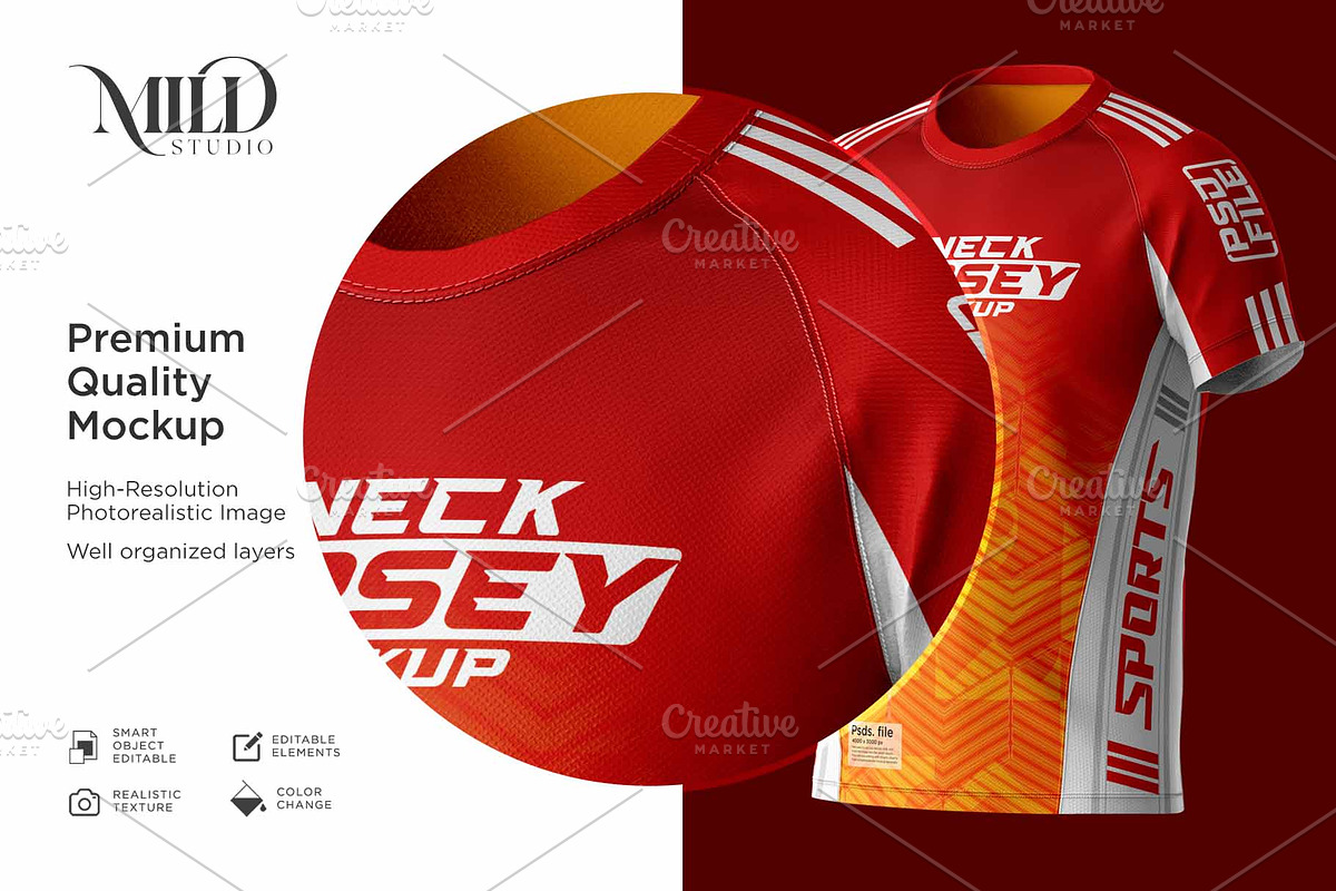 Raglan V-Neck Sport Jesey set, a Shirt Mockup by Mildstudio
