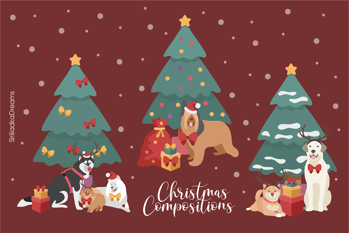 Christmas and New Year dogs clipart, an Illustration by Siriliadka Dreams (Photo 4 of 8)