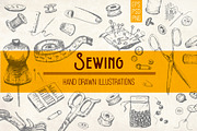 Sewing tools and accessories, a Decorative Illustration by Alena Kaz (Thumbnail 1 of 4)