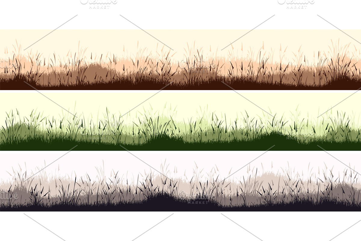 Meadow silhouettes with grass, an Object Illustration by 32pixels