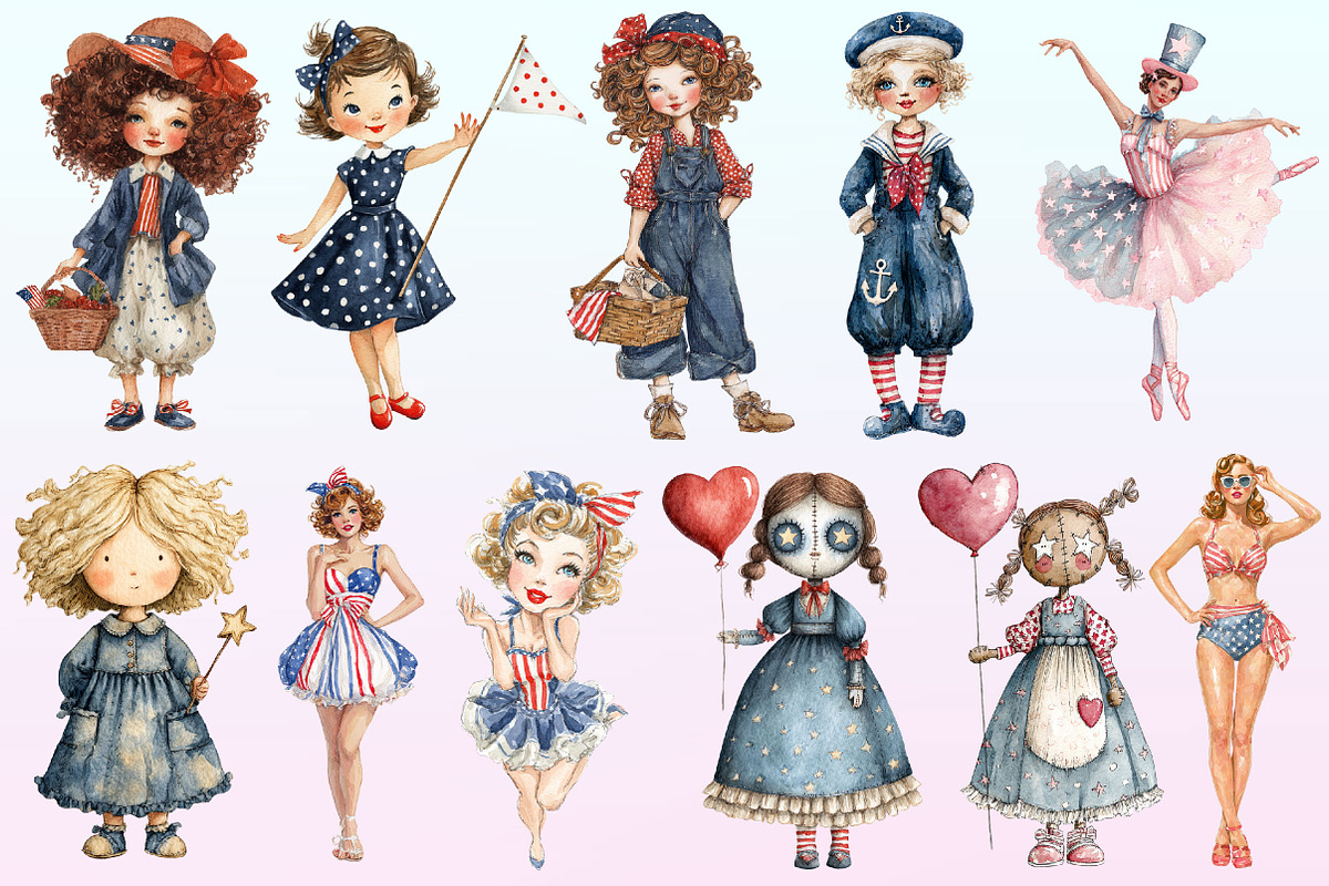 4th of July Cute Doll Sublimation, a Graphic by CitraGraphics (Photo 2 of 4)