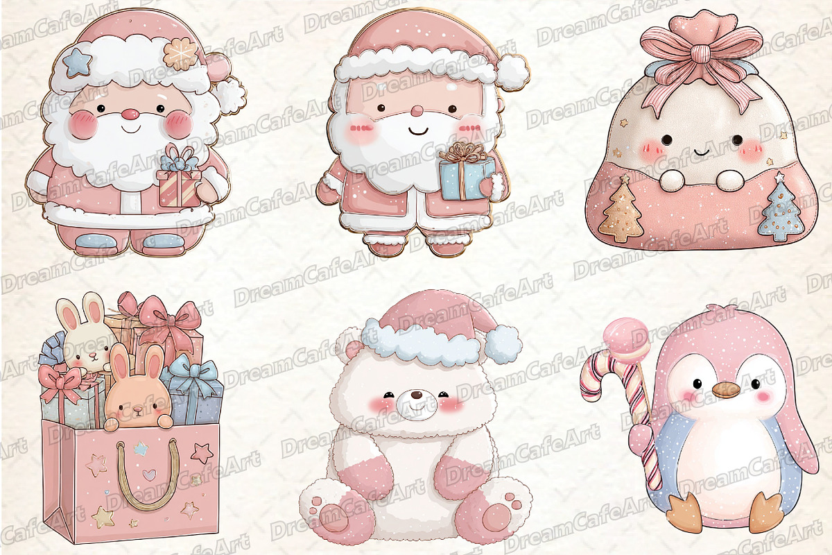 Pastel Kawaii Christmas Clipart, an Illustration by DreamCafeArt (Photo 8 of 8)