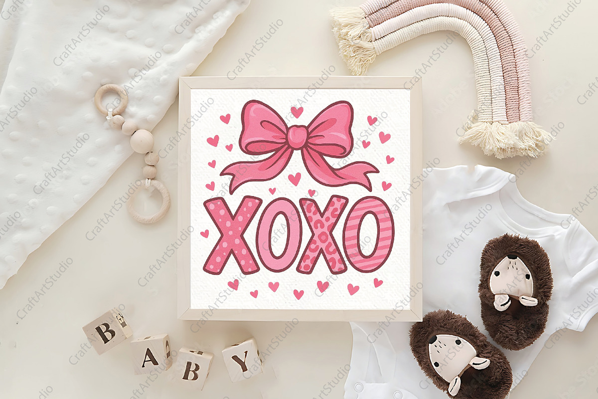 Xoxo Coquette Bow Valentine PNG, an Illustration by CraftArtStudio (Photo 2 of 3)