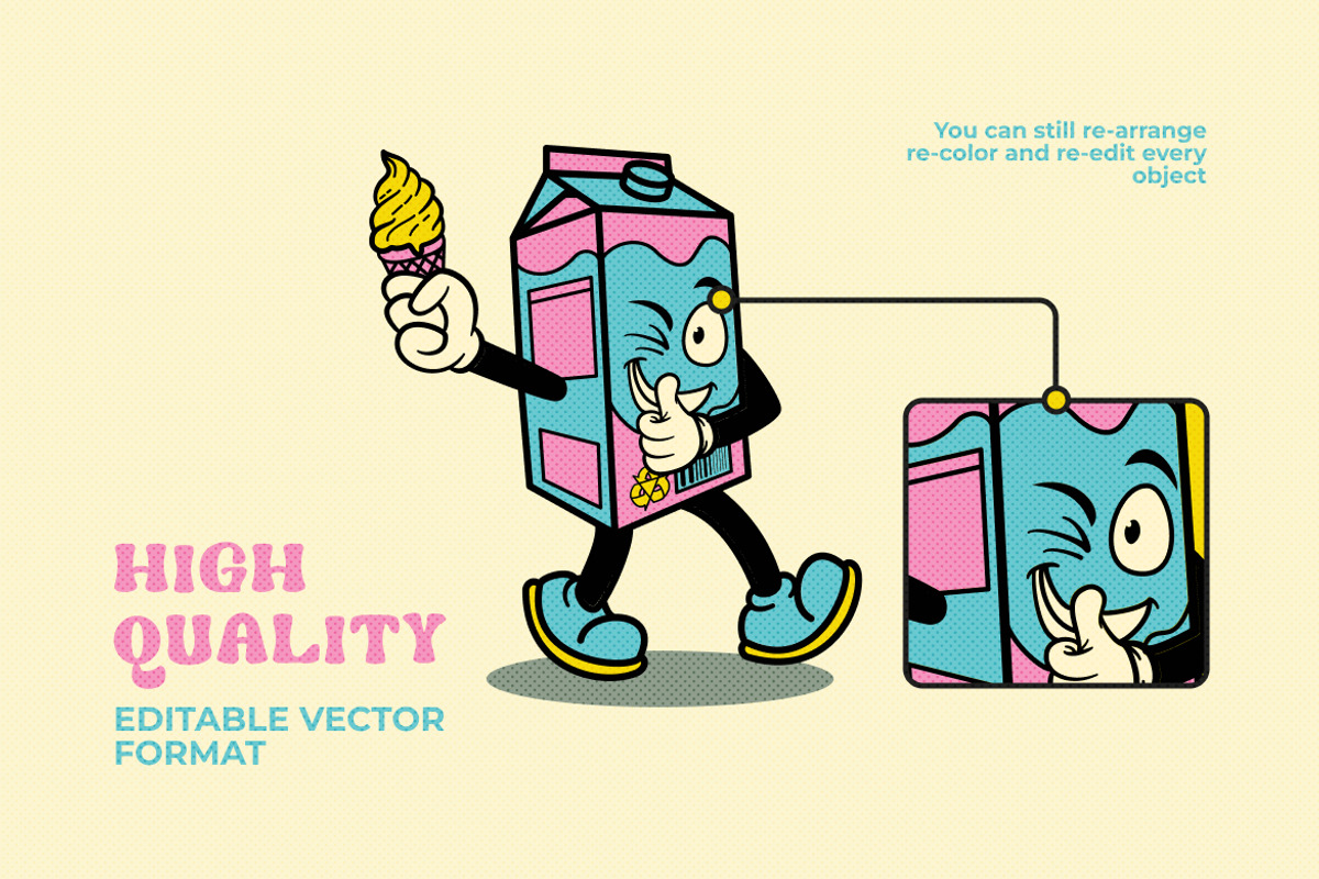 Retro Milkshake Illustration, an Object Illustration by Decoconio Design (Photo 4 of 7)