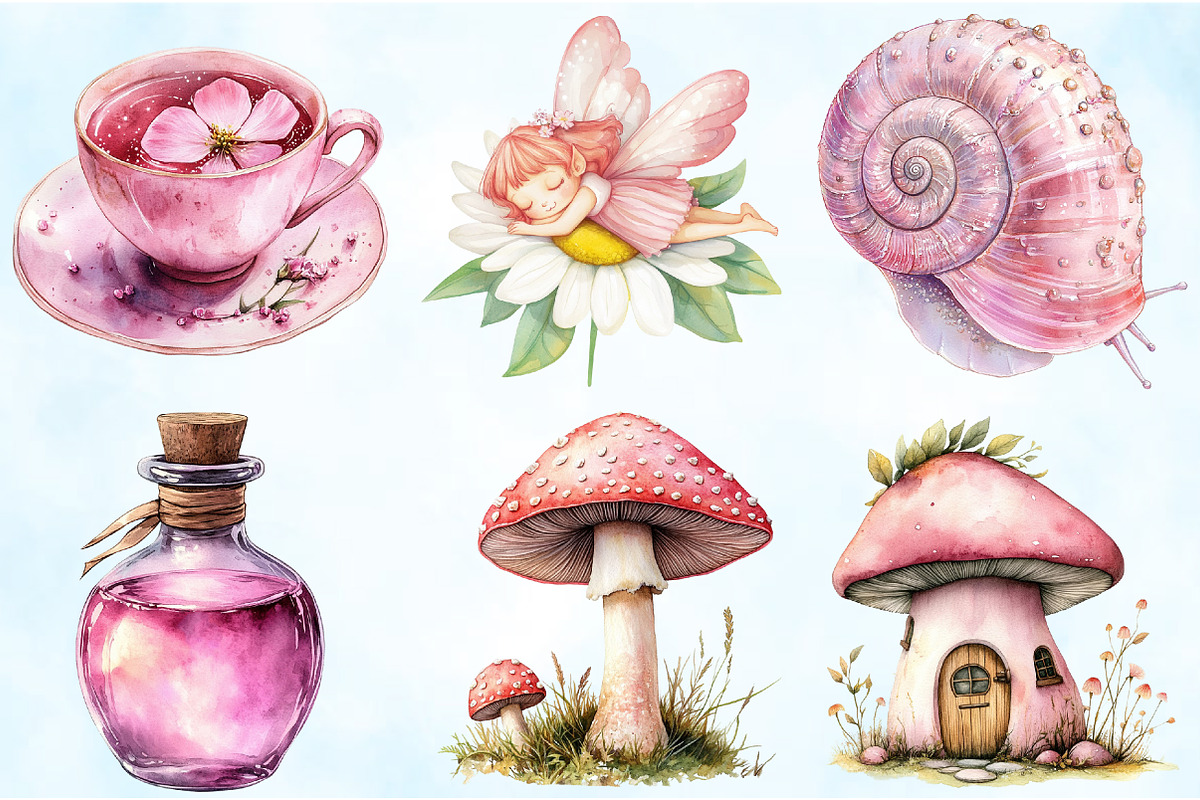 Pink Woodland Fairy Clipart, an Illustration by Craft Nest (Photo 3 of 9)