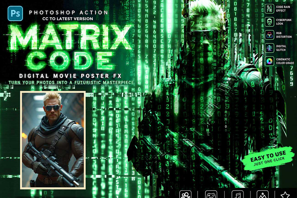 MATRIX CODE —Digital Movie Poster FX, an Action Add-On by Studio Retouch (Photo 1 of 11)