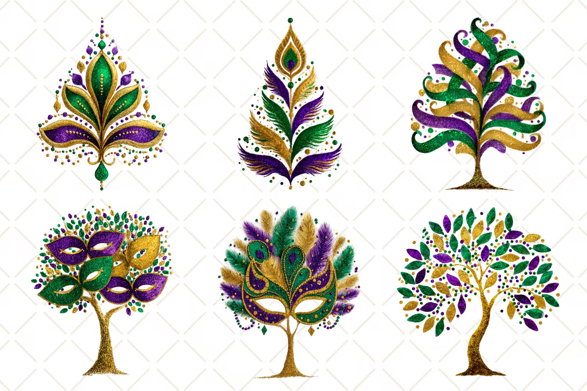 Mardi Gras Tree Clipart, an Illustration by Black Bird Studio (Photo 4 of 7)