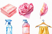 Watercolor Cleaning Clipart, an Illustration by Craft Nest (Thumbnail 2 of 6)