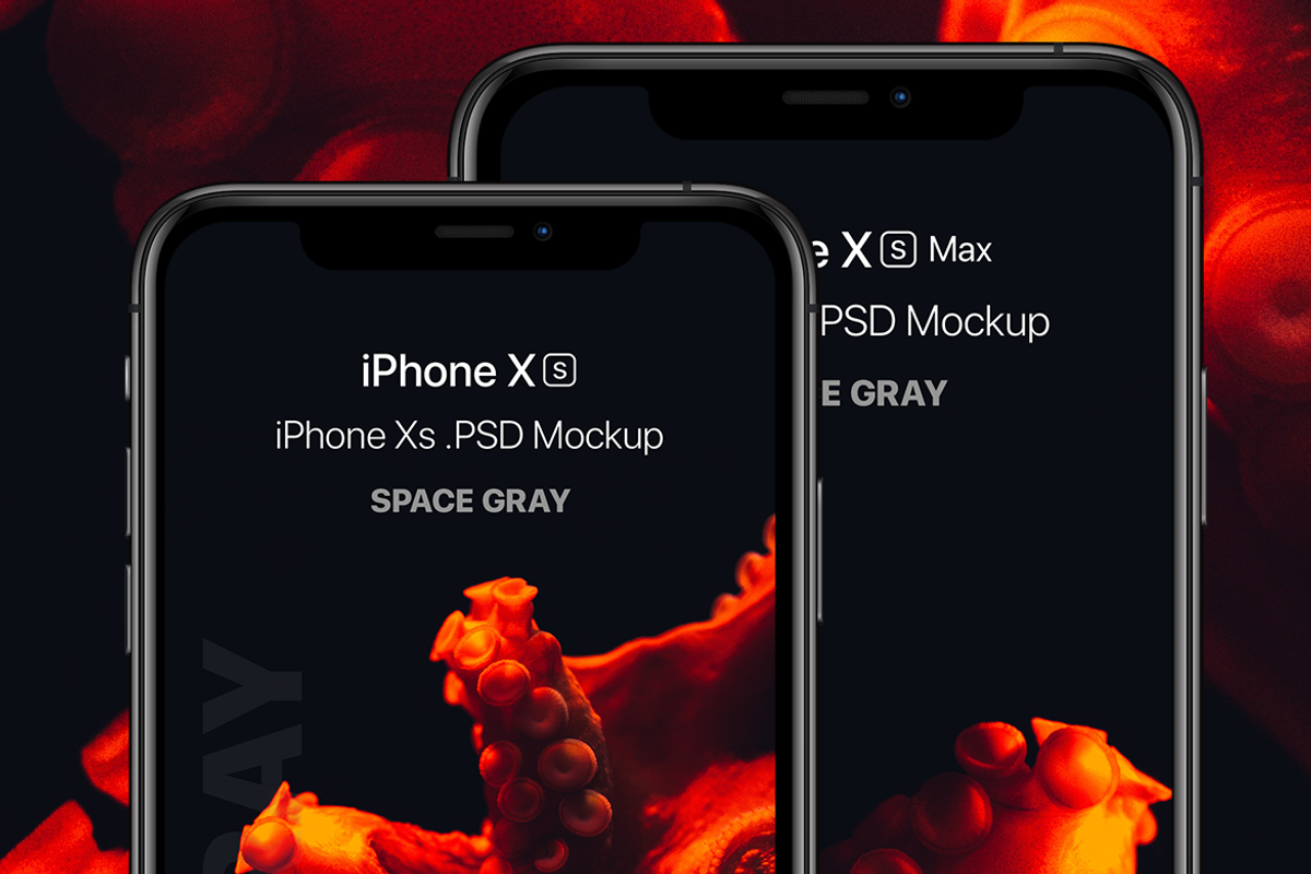 iPhone Xs & Xs Max PSD Mockups, an iPhone Mockup by CreativesCastle (Photo 2 of 7)