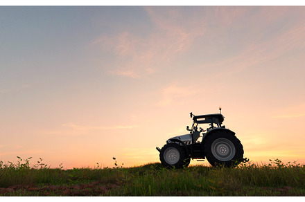 Farm Tractor Equipment at Sunrise