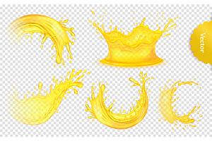 Realistic golden liquid splash