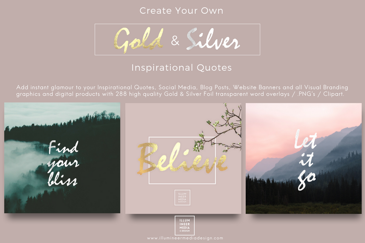 GOLD & SILVER FOIL WORD OVERLAY PACK, an Object Graphic by Illumineer Media & Design (Photo 3 of 12)