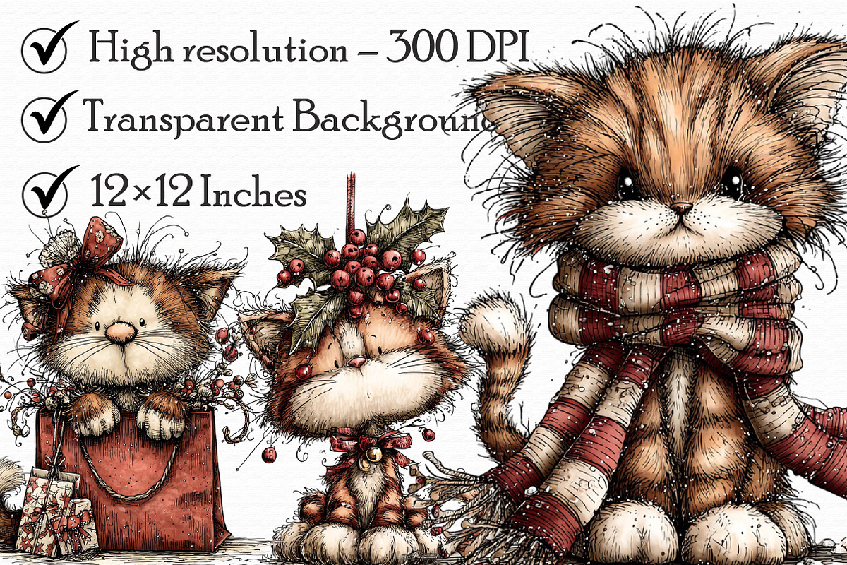 Festive Cat Winter Clipart, an Illustration by Libby Wishes (Photo 6 of 8)