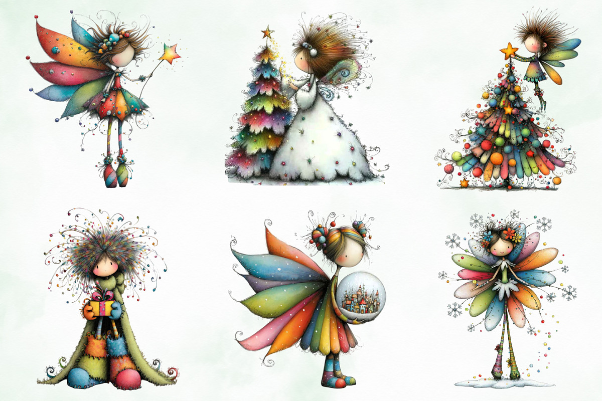 Whimsical Christmas Fairy Clipart, an Illustration by Creative Art (Photo 4 of 12)