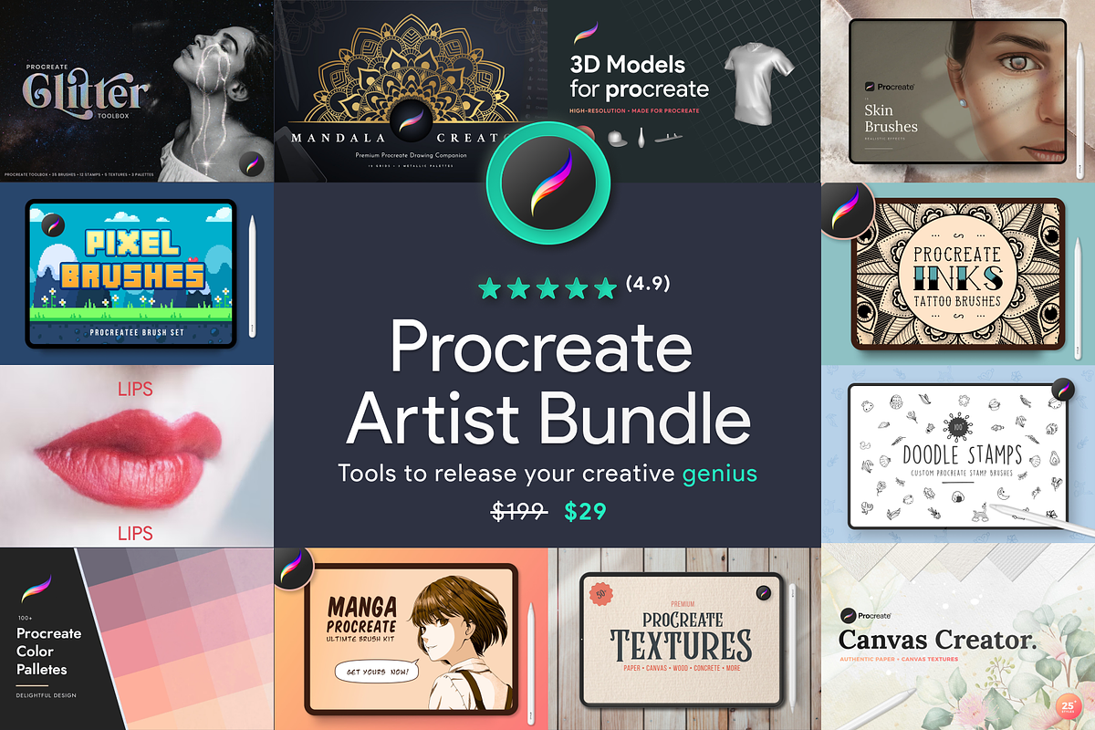 Procreate Artist Bundle, a Brush Add-On by Delightful Design (Photo 1 of 15)