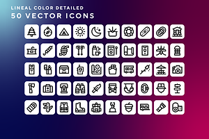 Camping icons, an Outline Icon by Wencory