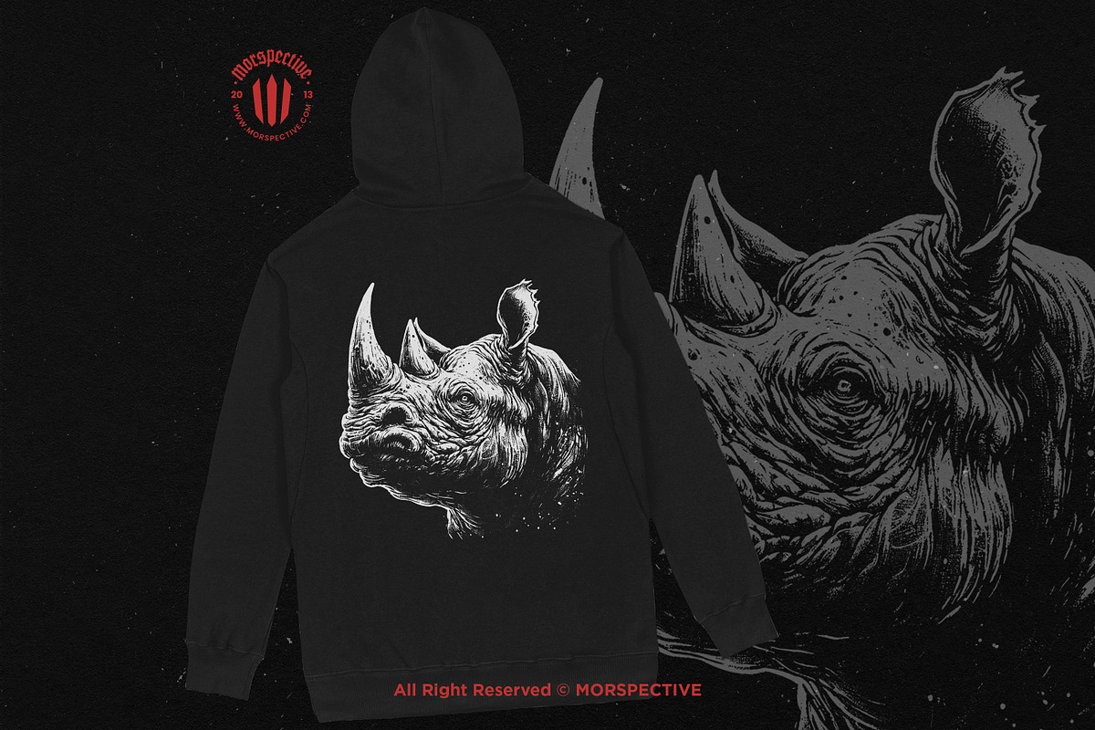 10 Bundle Dark Art Rhino Animal, an Illustration by Morspective (Photo 4 of 7)