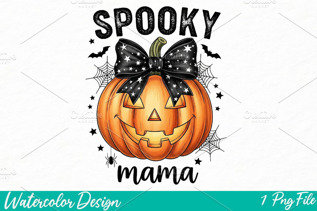 Spooky Mama Png t-shirt, an Illustration by Watercolor design (Photo 1 of 3)