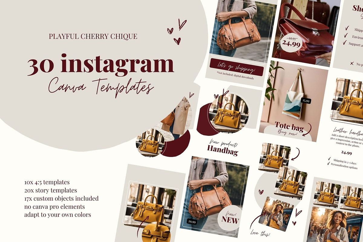 Cherry Instagram Canva Templates, a Social Media Template by kreart (Photo 1 of 6)