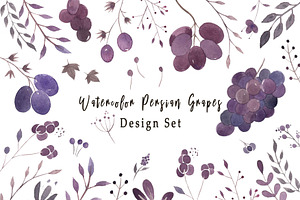 Watercolor Persian Grapes