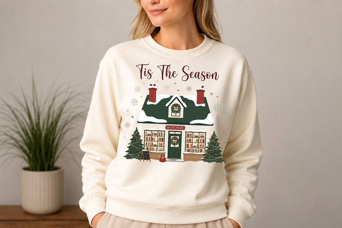 Tis The Season Bookstore Christmas, a Seasonal Illustration by DreamCafeArt (Photo 4 of 7)