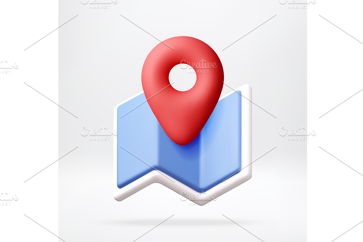 Red pin on blue paper map in 3d, a Technology Illustration by Abscent