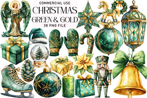 Green and Gold Christmas Sublimation, an Illustration by Daily.Designs
