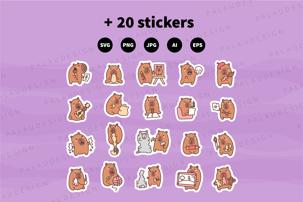 Capybara Art Illustration Pack, an Animal Illustration by Palau (Photo 10 of 10)
