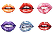 Watercolor Cute Lips Clipart, an Illustration by DreamArtGraphic (Thumbnail 3 of 5)