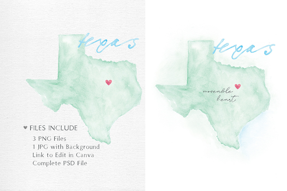 Watercolor Map of Texas, an Illustration by Beloved Paper (Photo 2 of 6)
