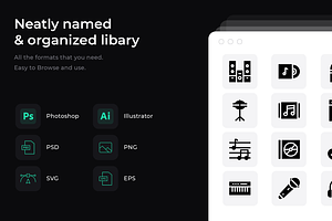 50 Music icons, an Outline Icon by Wencory