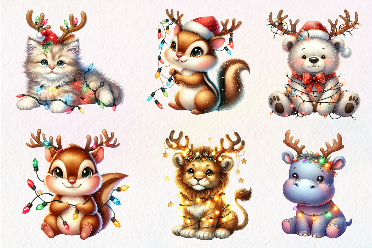 Christmas Animal Sublimation Clipart, an Illustration by Dream Creation (Photo 2 of 7)