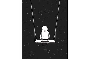 Lonely Astronaut Sits In Outer Space