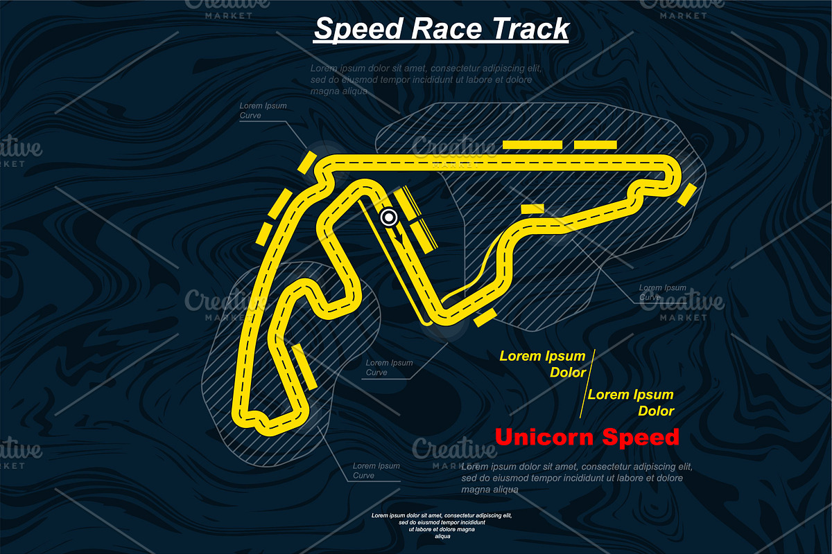 Yellow race track on blue background, a Transportation Illustration by LongQuattroArt (Photo 2 of 5)