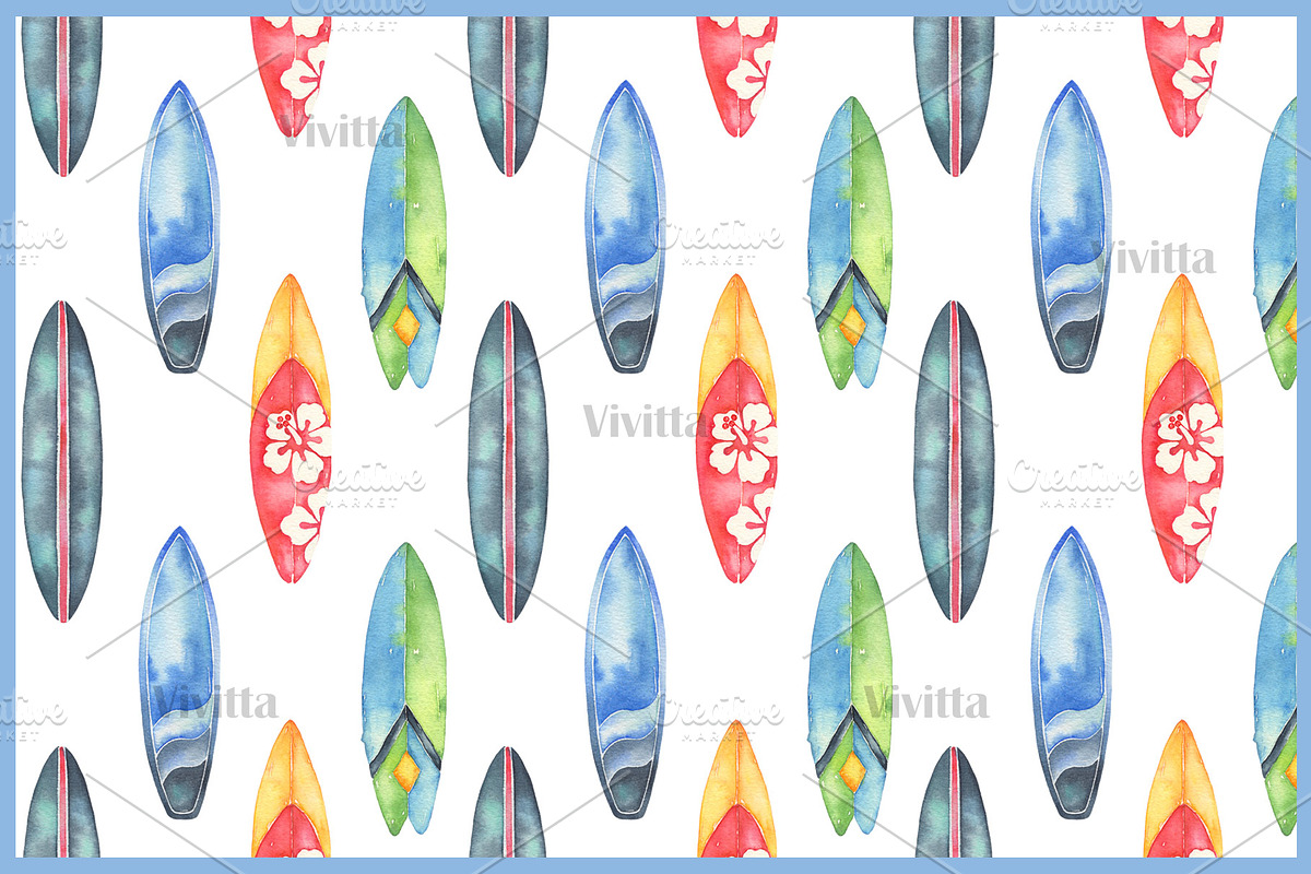 Surfing watercolor clipart set, an Illustration by Vivitta (Photo 7 of 9)