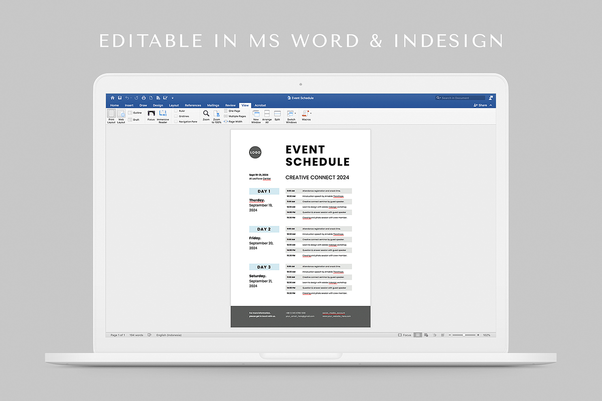 Event Schedule | MS Word & Indesign, a Flyer Template by Leaflove (Photo 5 of 5)