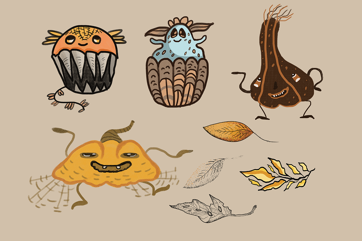 spooky cute ghost Halloween clipart, a Seasonal Illustration by FaliushViktoriaArtist (Photo 4 of 14)