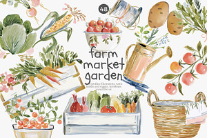 Farm market clipart set, a Decorative Illustration by Patishop Art