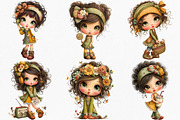 Watercolor Retro Girls Clipart, an Illustration by Canvas Craft (Thumbnail 3 of 8)
