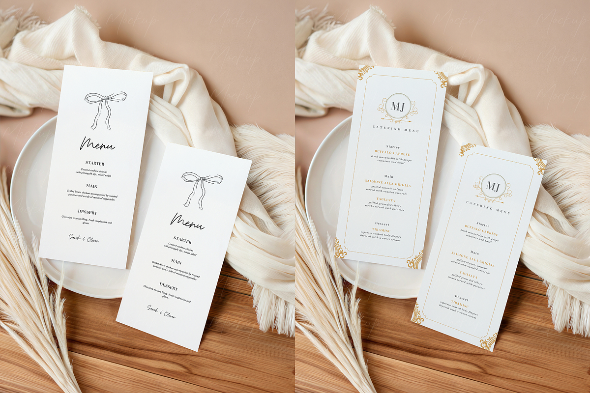 Wedding Menu Mockup Beige Boho, a Product Mockup by TatiMockup (Photo 3 of 3)