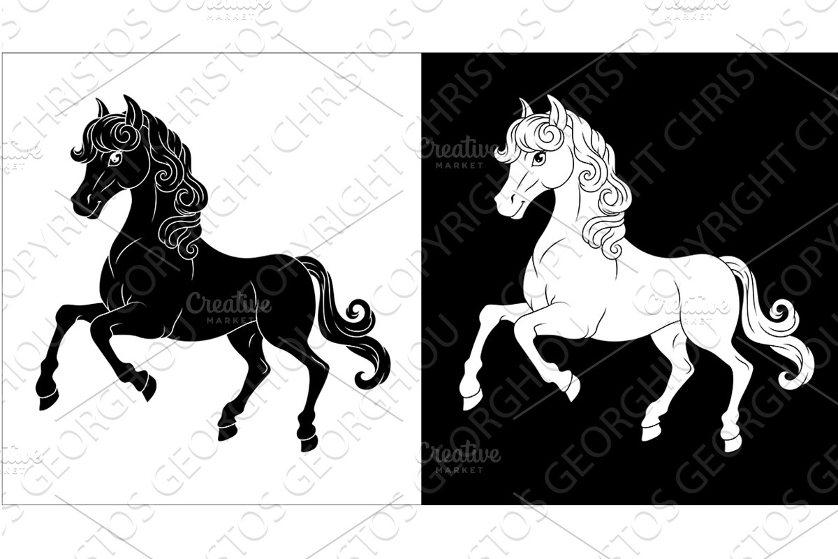 Horse Cartoon Cute Animal Character, an Animal Illustration by Christos Georghiou