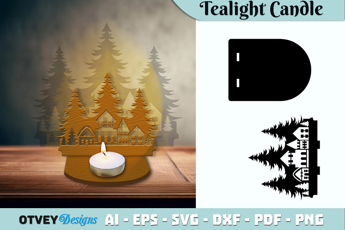 Christmas Scene Tealight Candle, a Decorative Illustration by OTVEY DESIGN (Photo 11 of 13)