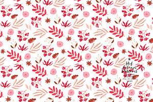 Red Autumn Gouache Patterns