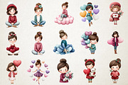 Whimsical Valentine Girls Cliparts, a Person Illustration by RobertsArt (Thumbnail 6 of 6)