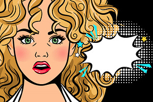 Surprised Pop Art Woman Poster