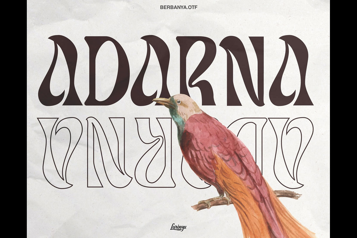 Berbanya - Funky Psychedelic Font, a Serif Font by Lurinzu Studios (Photo 3 of 11)